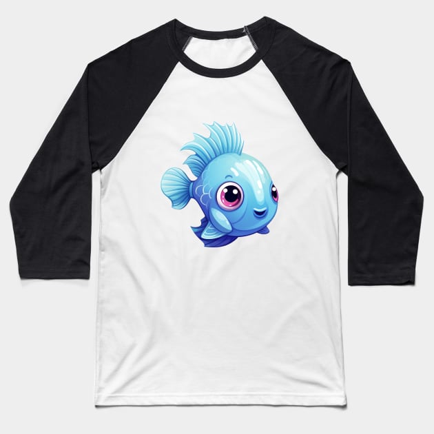 Cute cartoon fish Baseball T-Shirt by AndreKENO